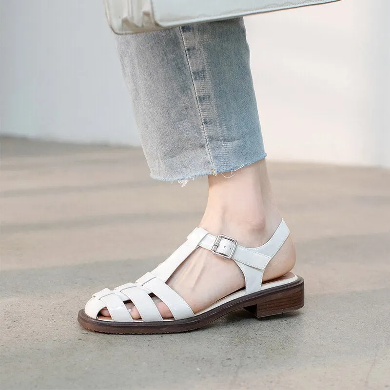 Amozae 2023 new Women sandals natural leather 22-25cm cowhide pigskin sheepskin full leather Vintage Roman sandals fashion women shoes