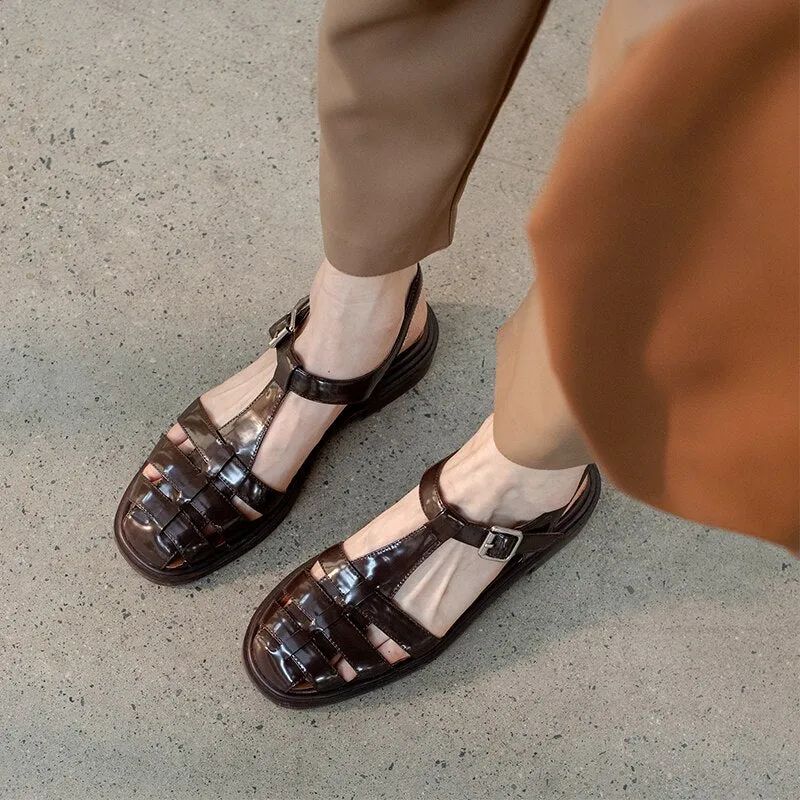 Amozae 2023 new Women sandals natural leather 22-25cm cowhide pigskin sheepskin full leather Vintage Roman sandals fashion women shoes