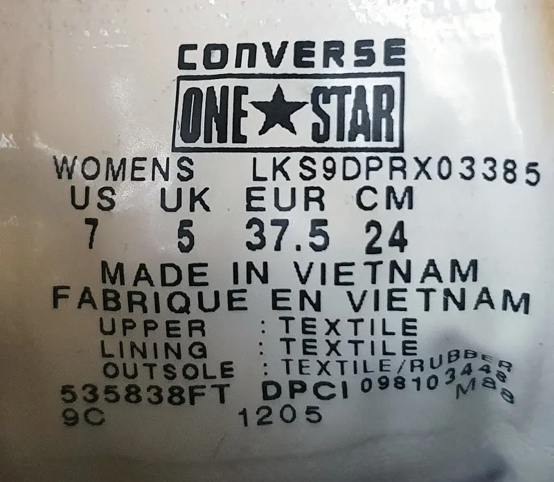 Converse Chuck Taylor All Star Low Trainers UK5/US7/EU37.5 M88 Black/White