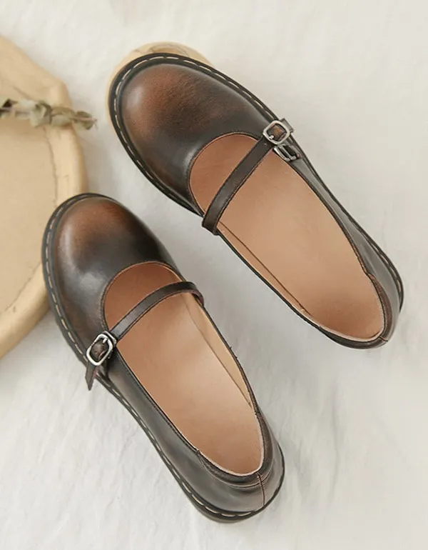 Spring Autumn Vintage Cross Buckle Mary Jane Shoes