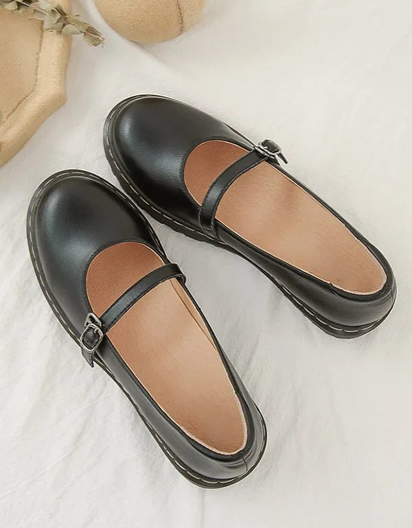 Spring Autumn Vintage Cross Buckle Mary Jane Shoes