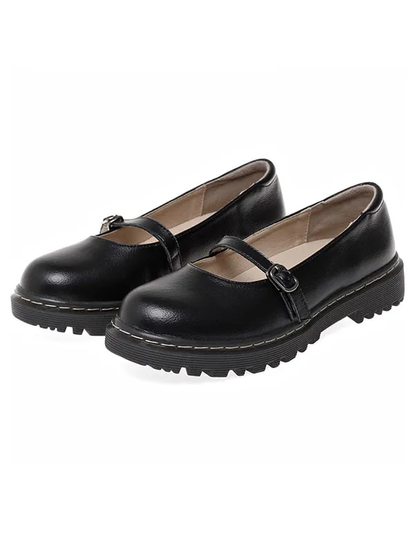 Spring Autumn Vintage Cross Buckle Mary Jane Shoes